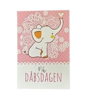 Mini Lykønskningskort, Elefant, Lyserød
